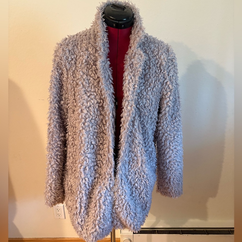 bishop + young Gray Teddy Jacket Plush Cozy Design